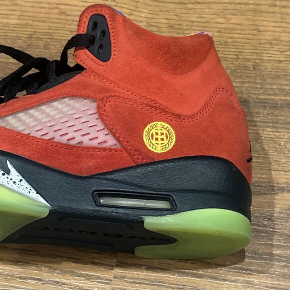 Nike Air Jordan 5 Retro SE Mid What The Size 5 Youth CZ6415-700 Red Yellow Boys - Picture 12 of 12